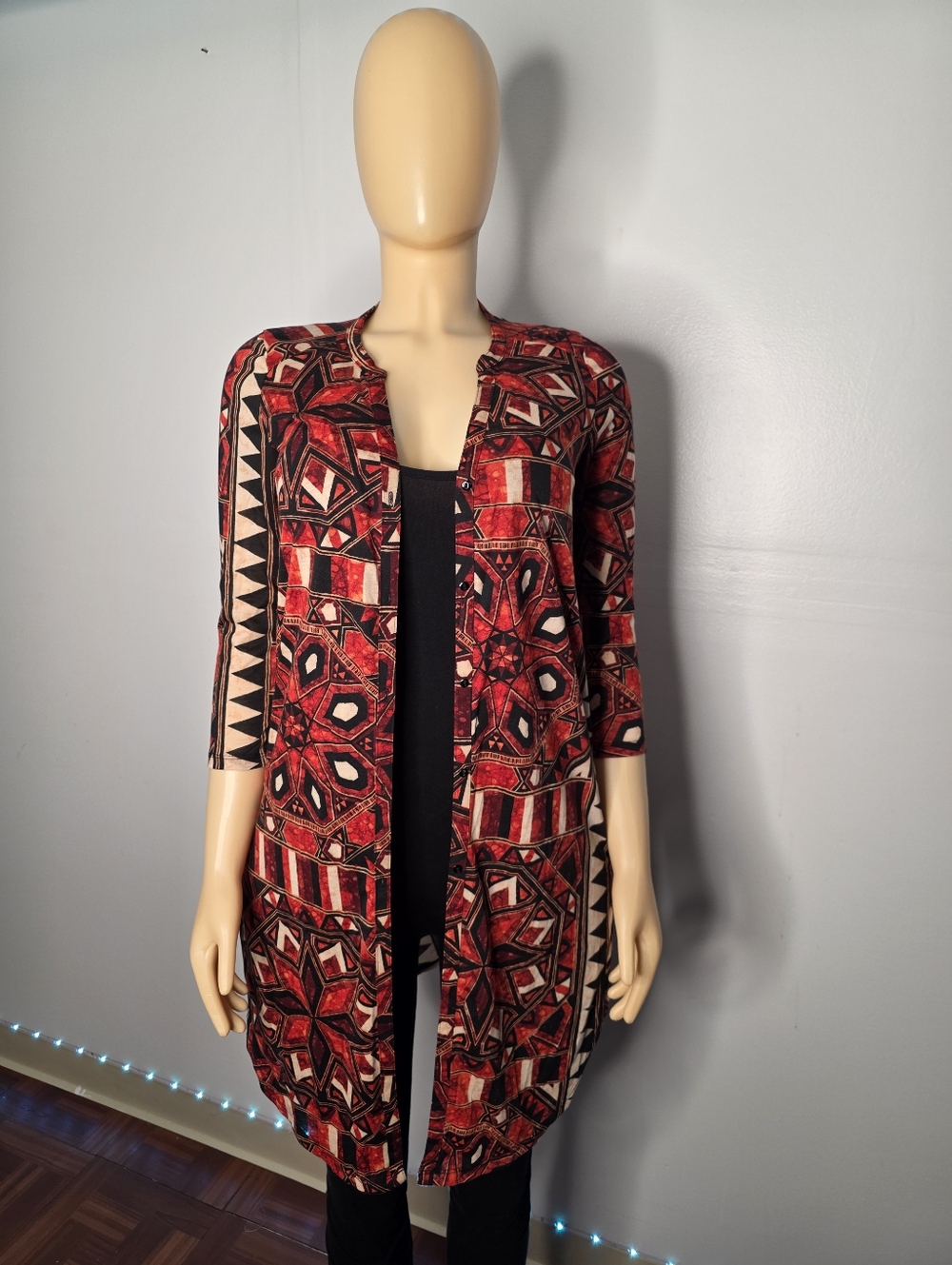 H&M Red and Black Patterned Shirt dress Size US/XS